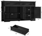 usikey 55" Buffet Cabinet with Storage and Drawers, Large Sideboard Buffet Cabinet with Adjustable Shelves and Doors, Modern Coffee Bar for Kitchen, Living Room, Black