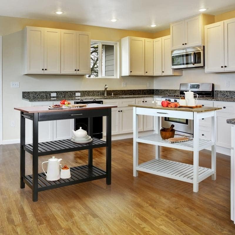 Casual Home Kitchen Island with Solid American Hardwood Top, Slate Gray, 40" W (373-932)