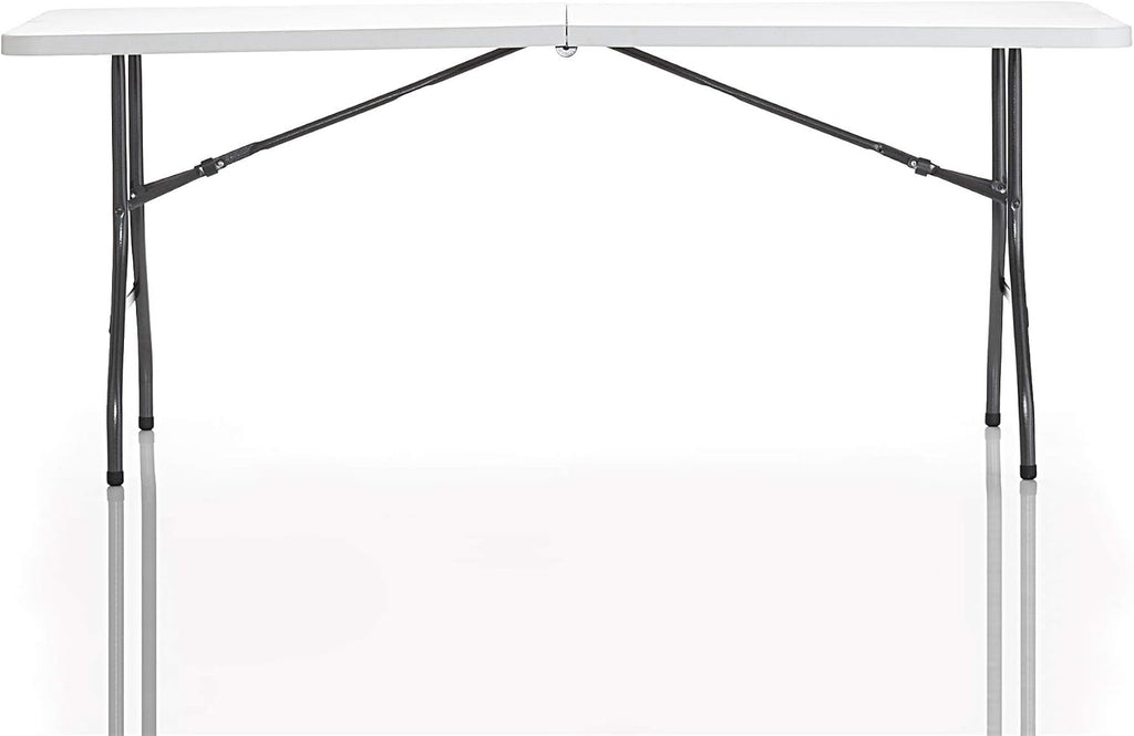 Cosco 6ft Fold-in-Half Blow Molded Folding Table, Indoor/Outdoor, Comfort Handle, Lightweight Plastic Construction - White