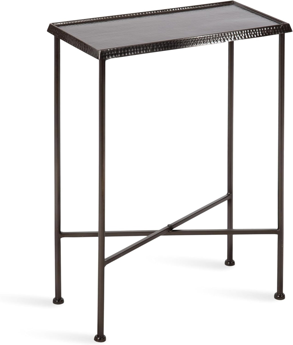 Kate and Laurel Sanzo Modern Metal Skinny Side Table, 17 x 9 x 24, Gunmetal, Rectangular Slim Bedroom Nightstand with Hammered Tabletop for Use as Bedside Accent or Narrow Living Room End Table