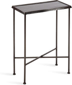 Kate and Laurel Sanzo Modern Metal Skinny Side Table, 17 x 9 x 24, Gunmetal, Rectangular Slim Bedroom Nightstand with Hammered Tabletop for Use as Bedside Accent or Narrow Living Room End Table