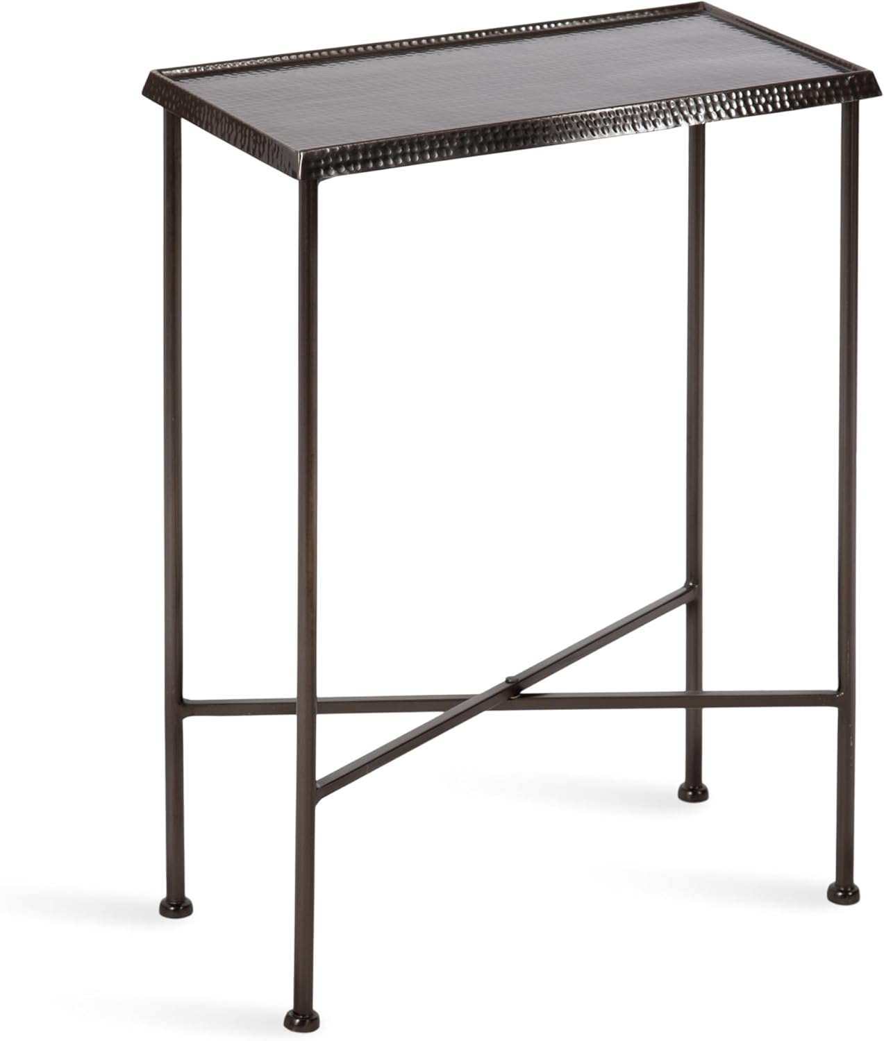Kate and Laurel Sanzo Modern Metal Skinny Side Table, 17 x 9 x 24, Gunmetal, Rectangular Slim Bedroom Nightstand with Hammered Tabletop for Use as Bedside Accent or Narrow Living Room End Table