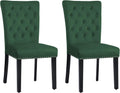 adochr Velvet Dining Chairs Set of 2, Parsons Kitchen Chair, Green | Wooden Legs & Nailed Trim, Upholstered Dining Room Chairs 350 LBS Capacity