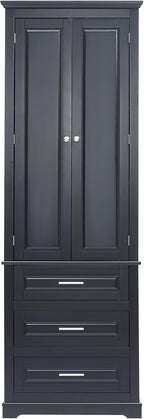 Merax 70" Pantry Cabinet with Two Doors & Three Drawer, Adjustable Shelves Storage Cupboard for Kitchen/Dining Room/Bathroom, Black