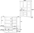LUMISOL 78" Tall Kitchen Pantry Cabinet with Hutch and Drawers, Modern Kitchen Hutch with Door Shelf and Adjustable Shelves, Large Food Pantry Storage Cabinet for Kitchens,Dining Room, Blue