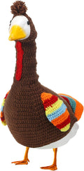 Abbylike Turkey Porch Goose Outfit Fall Thanksgiving Porch Goose Outfits Costume Clothes Fits Large 23'' Cement for Garden Yard Statue Pathway Decorations