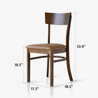 Livinia Mint Dining Chair Set of 2, Solid Malaysian Oak PU Leather Upholstered Cushion Seat, Straight Back Side Chairs (Walnut)