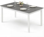 Giantex Dining Table for 4-6, 60" Rectangular Kitchen Table with Solid Rubber Wood Legs, Farmhouse Wooden Dinner Table for Dinette, Home Office, Living Room (Gray)