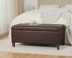 Adeco 42" Storage Leather Bench for Living Room – Black & Red Two-Tone End of Bed Storage Bench, Multi-Functional Top-Lift Coffee Table Ottoman with Storage for Bedroom or Entryway