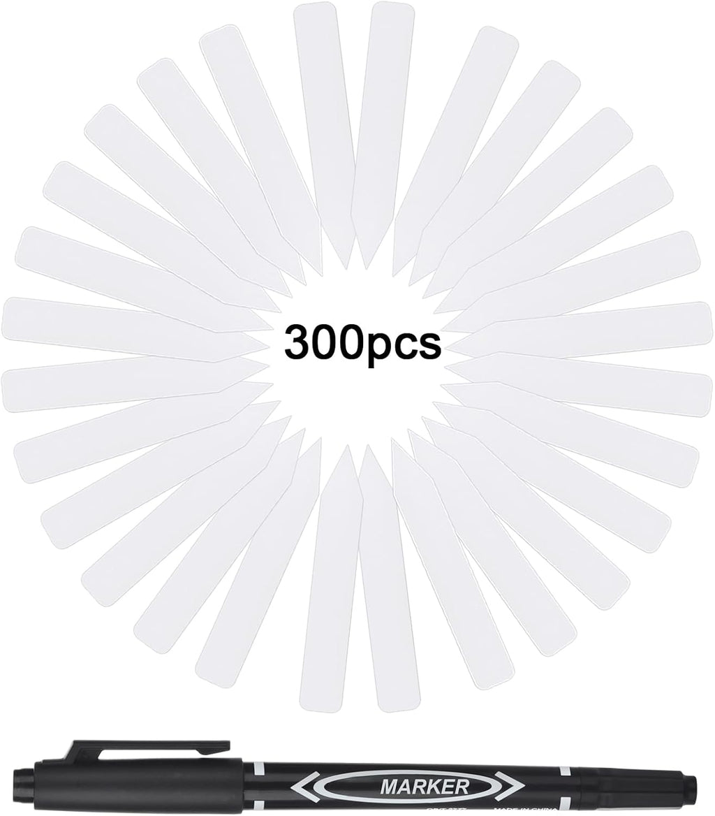 Plant Labels 300pcs 4 Inch with Garden Plant Markers Pen of Outdoor Waterproof,Plant Tags and Permanent Marking Pen, Garden Labels Gardening Gifts for Women Men