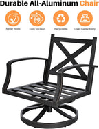 Patio Swivel Armchairs Set of 2, Never-Rust Aluminum Swivel Sofa Chairs with Thick Cushion, Wide Seating Outdoor Sofa Chairs Backyard Club Chairs for Poolside, Porch, Indoor, Dark Bronze