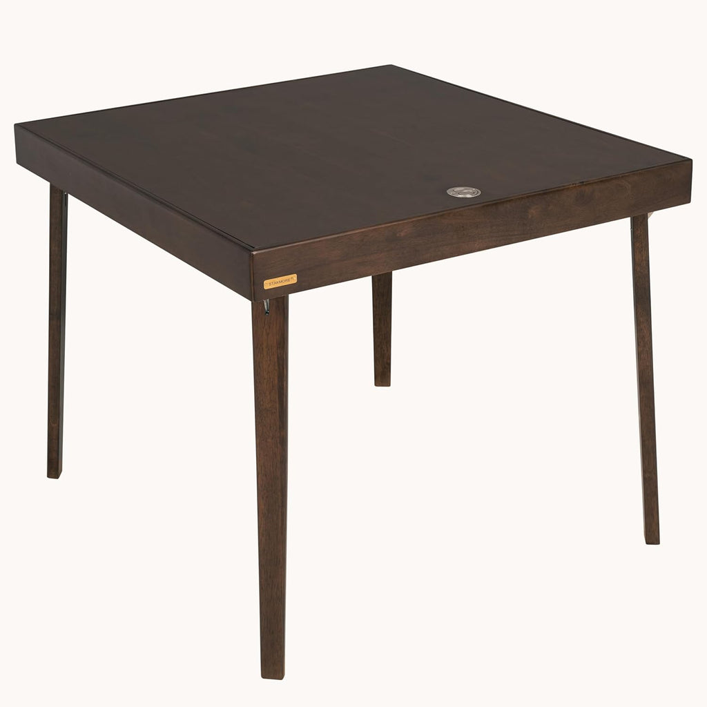Stakmore Folding Puzzle Table, Espresso Wood, Felt Interior Fabric, Removable Top Storage, Space-Saving Design