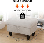 Storage Ottoman Bench,28.5" Large Square Ottoman with Storage, Foot Rest Footstool Bench Coffee Table with Thick Cushion for Home Decor/Entryway/Living Room/Bedroom/Rv Car,Brown Light Flannel