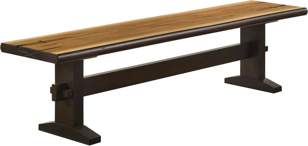 Coaster Home Furnishings - Bexley - 70-Inch Wood Dining Bench - Rustic Farmhouse Trestle Design - Kitchen, Dining Room - Natural Honey & Smoky Black - 110333