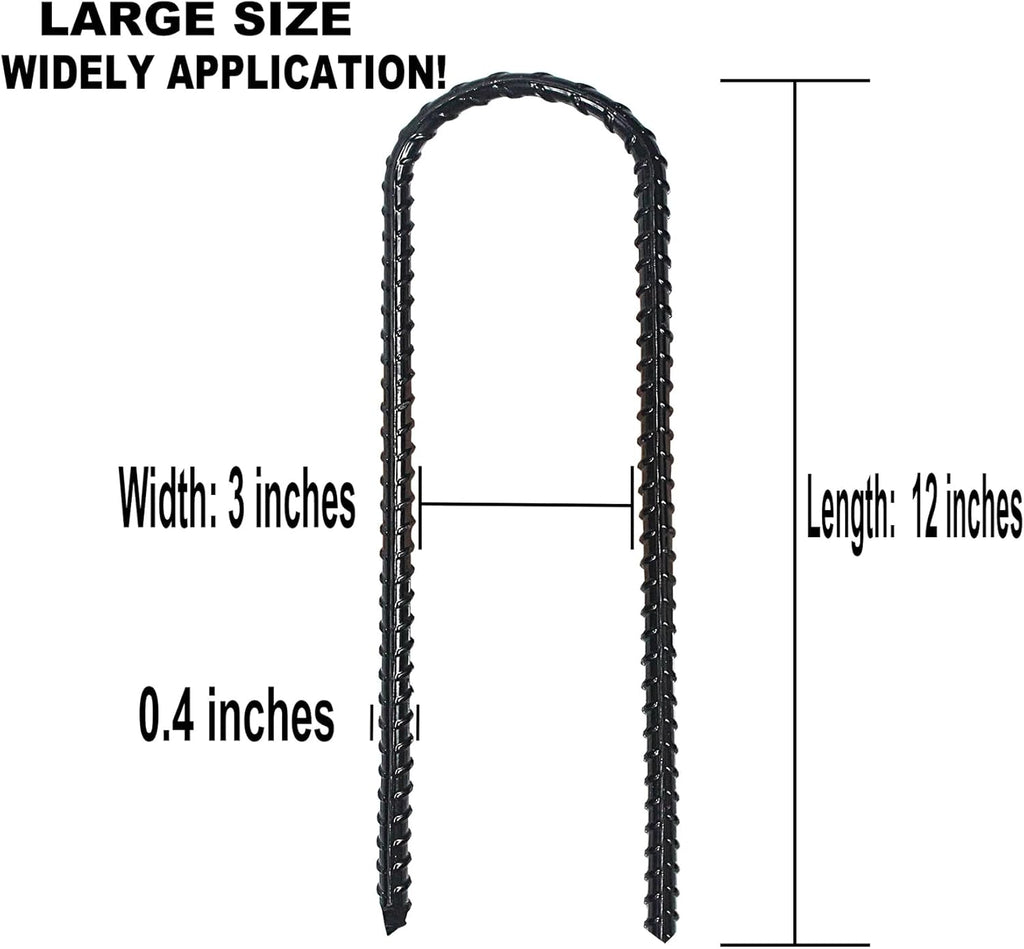 12-Inch Trampoline Wind Stakes, Extra Heavy Duty U Shaped Coated Rebar Stakes Safety Ground Anchors for Huge Garden Decoration (6)