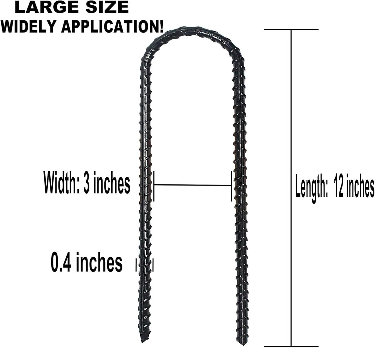 12-Inch Trampoline Wind Stakes, Extra Heavy Duty U Shaped Coated Rebar Stakes Safety Ground Anchors for Huge Garden Decoration (6)
