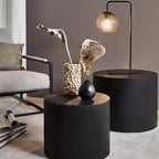 WILLIAMSPACE 18.9" Black Nesting Coffee Table Set of 2, Modern Round Coffee Tables Circle Side Table for Small Space, Accent End Table Set, No Assembling, Matte Black