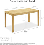 mopio Logan 4 Piece 4 Seater Upholstered Dining Table Set, Modern Farmhouse Solid Wood 4 Piece 59" Dining Table Set for Dining Room Kitchen
