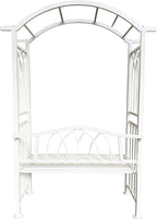 White Aluminum Garden Arbor Arch with 2-Seater Bench