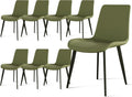 Modern Dining Chairs Set of 8, PU Leather Upholstered Dinner Chairs with Sturdy Metal Legs and Comfort Backrest, Armless Accent Side Chairs for Home Kitchen, Living Room (Green)