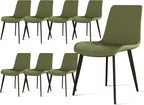Modern Dining Chairs Set of 8, PU Leather Upholstered Dinner Chairs with Sturdy Metal Legs and Comfort Backrest, Armless Accent Side Chairs for Home Kitchen, Living Room (Green)