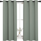 NICETOWN Bedroom Curtain Panels Blackout Draperies, Thermal Insulated Solid Grommet Blackout Curtains/Drapes (Greyish Green, 1 Pair, 34 by 45-inch)