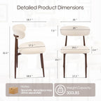 Furniliving Mid Century Modern Dining Chairs Set of 2, 300 lbs Capacity Upholstered Chenille Kitchen Chairs with Walnut Grain Metal Legs and Ergonomic Curved Back, Beige(Walnut/Chenille)