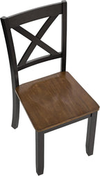ROME + OAK X-Back Farmhouse Wooden Armless Dining Chairs in Black/Dark Brown, Set of 4 - Indoor Home Kitchen Seating Furniture