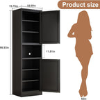 67" Tall Pantry Cabinet, Kitchen Pantry Storage Cabinet with Doors and Shelves, Slim Freestanding Storage Cabinet, Metal Utility Cabinet with Adjustable Shelves, Cord Hole, Reversible Door, Black 1