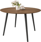 HIPIHOM 43.3 Inch Walnut Round Dining Table for 4, Space-Saving Dinette Perfect for Kitchen Dining Living Room(Walnut Table)