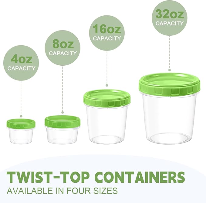 8 oz Plastic Containers with Lids, 12 Pack Stackable Small Freezer Container, Reusable Clear Food Storage Meal Prep Containers for Snack Fruit, Microwave & Dishwasher Safe, with Pen & Brush