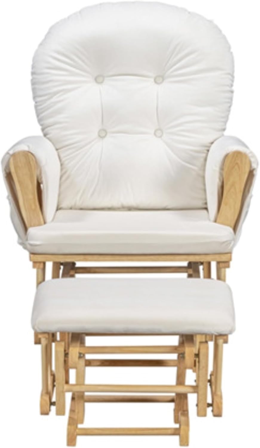 Suite Bebe Mason Glider & Ottoman, Poetic Natural Wood Finish and Beige Fabric