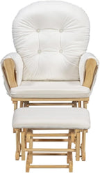 Suite Bebe Mason Glider & Ottoman, Poetic Natural Wood Finish and Beige Fabric