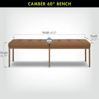 Studio Designs Home Camber Modern Dining Room 60" with Chrome Legs and Tufted Faux Leather, Entryway or Livingroom Accent Bench, Bronze/Caramel