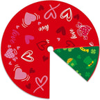 YEAHOME Valentines Day Decorations for Tree Skirt, 36" Love Heart Pattern Tree Skirts for Valentines Day Decor, Double-Sided St Patricks Day Clover Tree Skirt for Holiday Party Decorations