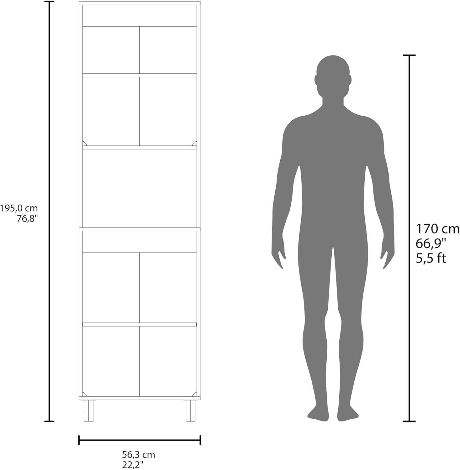 White Kitchen Storage Cabinet: Compact 76.8" Tall Double Door Pantry with Hutch & Shelves - Wood Frame Modern Design for Small Space Organization in Apartments & Homes
