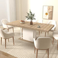 78.74"-62.99" Extendable Rectangle Dining Table for 6-10 Person,White Pedestal Base for Kitchen Meeting Room Small Space,Easy Assembly,Oak