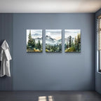 MHARTK66 Large Size Wall Art for Living Room Modern Wall Decor for Bedroom Office Decor Abstract Mountain Forest Landscapes Ink Painting 3 Piece Framed Canvas Art Prints Ready to Hang Wall Pictures