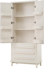 Christopher Knight Home Chenny 70''H Wooden Kitchen Pantry Cabinet, Storage Cabinet with Adjustable Shelves, 6 Door Internal Storage Compartments & 3 Drawers, Freestanding Cupboard Cabinet, White