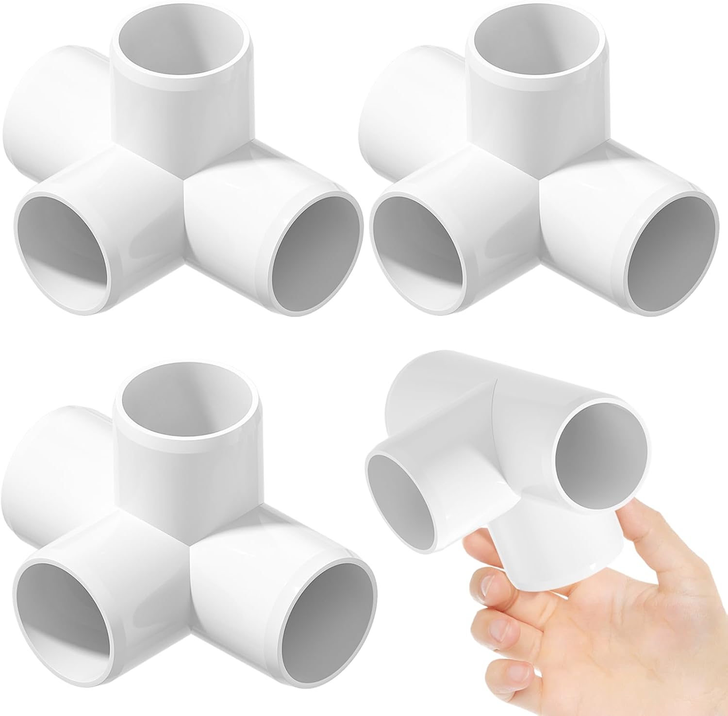 4PCS 1-1/2Inch Elbow Fittings, 4-Way Heavy Duty PVC Pipe Fitting, Corner Fitting for Water Supplies & DIY Garden Shelf
