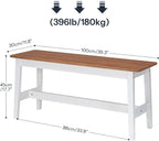 HOOBRO 39.3'' Bamboo Dining Bench, Farmhouse Kitchen Table Bench, Kitchen & Living Room Furniture, Easy to Assemble, Sturdy and Stable, Walnut and White WH03CD01G2