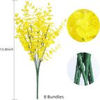 RECUTMS Artificial Flowers, Fake Outdoor UV Resistant Plants Faux Plastic Greenery Shrubs Indoor Outside Hanging Planter Home Kitchen Office Wedding, Garden Decor(Pure Yellow Eucalyptus)