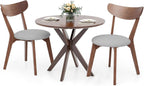 NAFORT Round Dining Table Set for 2, Mid-Century Modern Table and Chairs, Wood Kitchen Table w/Cushioned Chairs, Compact 3 Piece Dinette Set for Office, Bistro, Small Spaces, Kitchen, Restaurant