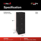 FireKing Turtle Contour - 4 Drawer Fire Safe File Cabinet with Key Lock - 1 Hour Fire Rated, UL Rated & Water Resistant Home Safe - Made in the USA Legal & Letter Filing Cabinet - Black
