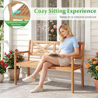 2-Person Acacia Wood Patio Chair Armrests Backrest 44in Seat Width 800lb Capacity for Backyard