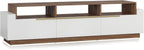 BELLEZE 70" TV Stand for TV up to 70", Modern Home Entertainment Center with Open Shelves and Drawers, Media Console Table, Wood Storage Cabinet for Living Room - Broadway (White)