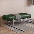 Etlegor Faux Leather Entryway Bench, Minimalist Bed-end Bench with Stainless Steel Legs for Entry, Hallway, Living Room, Bedroom, Walk-in Closet(Green,100x44.5x40cm)