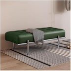 Etlegor Faux Leather Entryway Bench, Minimalist Bed-end Bench with Stainless Steel Legs for Entry, Hallway, Living Room, Bedroom, Walk-in Closet(Green,100x44.5x40cm)
