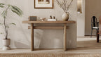 59.25" Long Console Table with Geometric Silhouette, Modern Wooden Hallway Table Accent Sofa Table, Extra Long Entryway Table for Living Room, Foyer, Corridor (Brown)