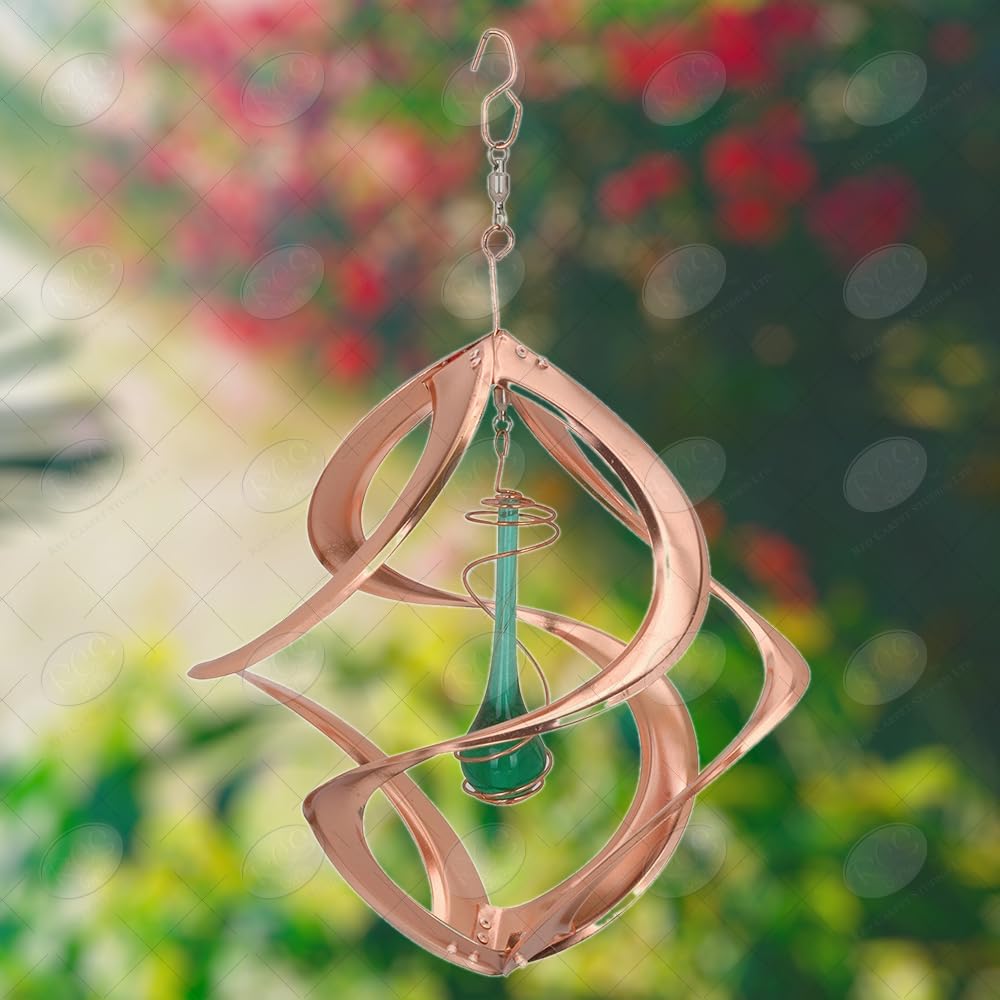 Red Carpet Studios The Original Helix Cosmix Wind Spinner 3-Dimensonal Garden Decor Small, 11-Inch, Copper - Teardrop